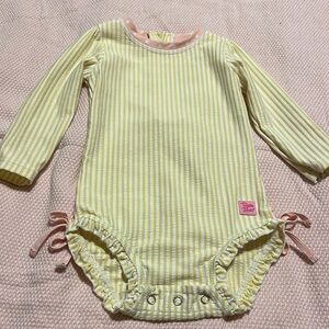 Ruffle Butts 12-18 Month One Piece Swimsuit yellow and Pink